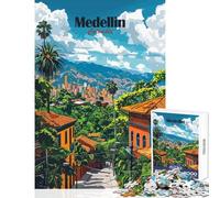 for Adults 1000 Piece Jigsaw Puzzle Medellin Cityscape Shared Joyful Home Experience Wonderful Festive (38X26cm)