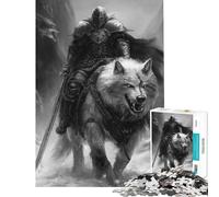 for Adults 1000 Piece Jigsaw Puzzle Medieval Knight On Wolf Challenging To Complete Family Activities Family Game Suitable for People Aged 14 And Above (50x75cm)