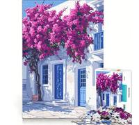 for Adults 1000 Piece Jigsaw Puzzle Mediterranean House with Bougainvillea Hands-on Game Fun Activities at Home Deal As Gifts for The Whole Family 38x52cm