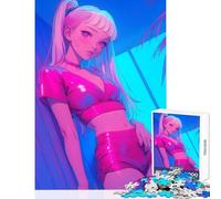 for Adults 1000 Piece Jigsaw Puzzle Midnight Anime Girl Fun Family Bonding Activity Ideal Festive Choice (38X26cm)