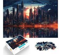 for Adults 1000 Piece Jigsaw Puzzle Modern City Skyline Made of cardboard for age 14 years and over Antistress Vacation at home Killing time Family Fun Gift。size:38x52cm/14.96x20.47inch