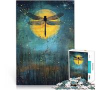 for Adults 1000 Piece Jigsaw Puzzle Moonlit Dragonfly Made of cardboard for age 14 years and over Impossible game Challenging Game Gifts。size:38x52cm/14.96x20.47inch