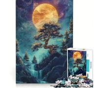 for Adults 1000 Piece Jigsaw Puzzle Moonlit Waterfall Bonsai Tree Japan DIY Toys Staycation Kill Time Unique Birthday And Gifts 38x52cm