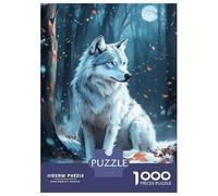 for Adults 1000 Piece Jigsaw Puzzle Moonlit Wolf in Snow Jigsaw for Adults Relax Games Hand Speed Race Fun Activities at Home 38x26cm/1000pcs