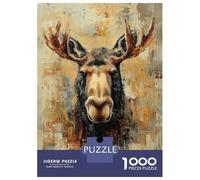 for Adults 1000 Piece Jigsaw Puzzle Moose Portrait Painting Puzzle for Adults Relaxing Games Birthday Present Unique Birthday And Xmas Gifts 70x50cm/1000pcs