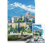 for Adults 1000 Piece Jigsaw Puzzle Mount Athos Greece Hands-on Game Fun Activities at Home Deal As Gifts for The Whole Family 38x26cm