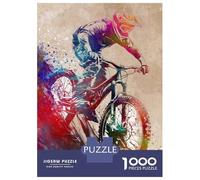 for Adults 1000 Piece Jigsaw Puzzle Mountain Biker Watercolor Jigsaw Brain Teaser Game Home Decoration Unique Birthday And Xmas Gifts 70x50cm/1000pcs