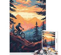 for Adults 1000 Piece Jigsaw Puzzle Mountain Biking Sunset Toy Wall Decor Art Work Gift Hands-on Game Enhance Love between Couples Size 50x75cm