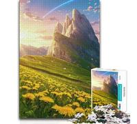 for Adults 1000 Piece Jigsaw Puzzle Mountain Landscape with Dandelions And Comet Presents for Women Impossible Game for And 14 Years And over (size 50x75cm)
