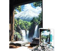 for Adults 1000 Piece Jigsaw Puzzle Mountain View Writing Desk Japanese Landscape Jigsaws for Adults Relax Games Difficult Challenge Fun at Home Activities, (Size 50x75cm)