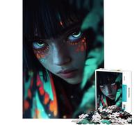 for Adults 1000 Piece Jigsaw Puzzle Mysterious Girl with Glowing Eyes Toy Intellectual Game Impossible Game for The Whole for Women Men (Size 75x50cm)