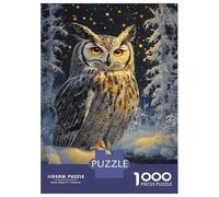 for Adults 1000 Piece Jigsaw Puzzle Mystic Owl in Winter Glow Jigsaw for Adults Relax Games Hand Speed Race Fun Activities at Home 38x26cm/1000pcs