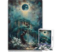 for Adults 1000 Piece Jigsaw Puzzle Mystical Tree Under A Glowing Moon Birthday Present DIY Toys for And 14 Years And over (size 38x52cm)