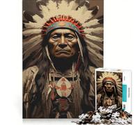 for Adults 1000 Piece Jigsaw Puzzle Native American Chief Portrait Hands-on Game Fun Activities at Home Deal As Gifts for The Whole Family 50x75cm