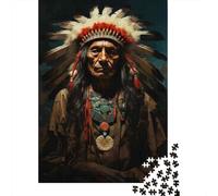 for Adults 1000 Piece Jigsaw Puzzle Native American Chief Statue Adult Jigsaw Puzzle Brain Teaser Game For Family Fun Christmas Birthday Gifts 52x38cm/1000pcs