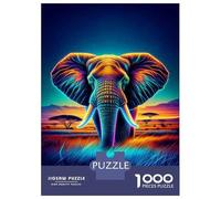 for Adults 1000 Piece Jigsaw Puzzle Neon Elephant Wall Art Print Adult Jigsaw Fun Games But Fun And Humorous Christmas Birthday Gifts 52x38cm/1000pcs