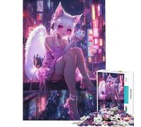 for Adults 1000 Piece Jigsaw Puzzle Neon Fox Angel Puzzle for Adults Hands-on Game Precision Cutting Fun at Home Activities, (Size 38x26cm)