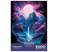 for Adults 1000 Piece Jigsaw Puzzle Neon Sakura Mountain Falls Teenager Puzzles DIY Toys Difficult Challenge Challenging Game Gifts 70x50cm/1000pcs
