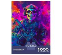 for Adults 1000 Piece Jigsaw Puzzle Neon Skull Soldier Jigsaw Puzzle Relax Games Home Decoration Unique Birthday And Xmas Gifts 38x26cm/1000pcs