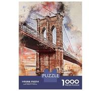 for Adults 1000 Piece Jigsaw Puzzle New York in Watercolor Jigsaw for Adults Hands-on Game Wall Decoration Fun at Home Activities, 38x26cm/1000pcs