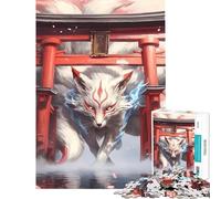 for Adults 1000 Piece Jigsaw Puzzle Nine Tailed Fox Torii Gate Toy Intellectual Game Impossible Game for The Whole for Women Men (Size 38x52cm)