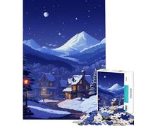 for Adults 1000 Piece Jigsaw Puzzle Nordic Village Pixel Art Challenging Game Toys Impossible Game Tough Challenge Gifts for Women Men (Size 38x52cm)