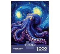 for Adults 1000 Piece Jigsaw Puzzle Octopus Starry Night Jigsaw for Adults Hands-on Game Wall Decoration Fun at Home Activities, 52x38cm/1000pcs