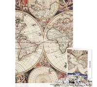for Adults 1000 Piece Jigsaw Puzzle Old Map Of The World Shared Joyful Home Experience Wonderful Festive (50X75cm)