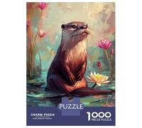 for Adults 1000 Piece Jigsaw Puzzle Otter in Lotus Pond Jigsaw Brain Teaser Game Home Decoration Unique Birthday And Xmas Gifts 38x26cm/1000pcs