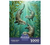 for Adults 1000 Piece Jigsaw Puzzle Otters in Kelp Forest Painting Jigsaw Puzzle Brain Teaser Game Hand Speed Race Fun Activities at Home 70x50cm/1000pcs