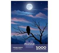 for Adults 1000 Piece Jigsaw Puzzle Owl Under Moonlight Jigsaw for Adults Family Game Improve Memory Christmas Birthday Gifts 38x26cm/1000pcs