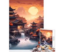 for Adults 1000 Piece Jigsaw Puzzle Pagoda Japan Landscape Shared Joyful Home Experience Wonderful Festive (38X52cm)