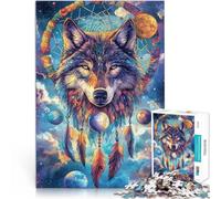 for Adults 1000 Piece Jigsaw Puzzle Painted Art Wolf Made of wood，Suitable for ages 14 and up Tough challenge Great gift for gaming。size：50x75cm/14.96x20.47inch