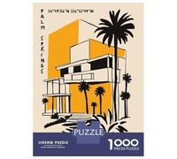 for Adults 1000 Piece Jigsaw Puzzle Palm Springs Architecture Illustration Jigsaw Puzzle Relax Games Home Decoration Unique Birthday And Xmas Gifts 70x50cm/1000pcs
