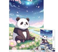 for Adults 1000 Piece Jigsaw Puzzle Panda Flower Field Fun Family Bonding Activity Ideal Festive Choice (38X26cm)