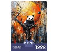 for Adults 1000 Piece Jigsaw Puzzle Panda in Tree with Orange Sun Adult Puzzles Hands-on Game Birthday Present Fun at Home Activities, 38x26cm/1000pcs