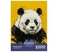 for Adults 1000 Piece Jigsaw Puzzle Panda Portrait on Yellow Background Adult Puzzles Hands-on Game Birthday Present Fun at Home Activities, 38x26cm/1000pcs
