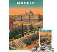 for Adults 1000 Piece Jigsaw Puzzle Pastel Grandeur Over Madrid’s Palace Brain Teaser Game Learning Educational DIY Toys Unique Birthday And Gifts (52X38cm)