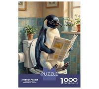 for Adults 1000 Piece Jigsaw Puzzle Penguin Reading Newspaper on Toilet Puzzle for Adults Relaxing Games Birthday Present Unique Birthday And Xmas Gifts 70x50cm/1000pcs