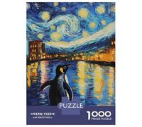 for Adults 1000 Piece Jigsaw Puzzle Penguin Starry Night-24 Jigsaw Puzzle Brain Teaser Game Hand Speed Race Fun Activities at Home 52x38cm/1000pcs