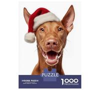 for Adults 1000 Piece Jigsaw Puzzle Pharaoh Hound Dog with Santa Hat Portrait Puzzle for Adults Relaxing Games Birthday Present Unique Birthday And Xmas Gifts 38x26cm/1000pcs