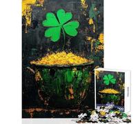 for Adults 1000 Piece Jigsaw Puzzle Pot of Gold ﹨u Clover Hands-on Game Stress Reliever Home Decoration Toys Improving Love between Couples (50x75cm)