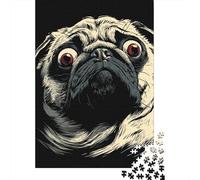 for Adults 1000 Piece Jigsaw Puzzle Pug Dog T-Shirt Design Puzzles for Adults Toy Wall Decor Pattern Assembly Unique Birthday And Xmas Gifts 38x26cm/1000pcs