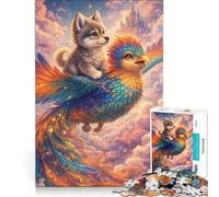 for Adults 1000 Piece Jigsaw Puzzle Puppy Flying on Magical Bird Hands-on Game Fun Activities at Home Deal As Gifts for The Whole Family 50x75cm