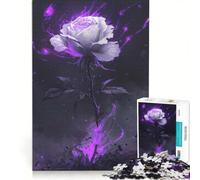 for Adults 1000 Piece Jigsaw Puzzle Purple Flame Rose Hands-on Game Fun Activities at Home Deal As Gifts for The Whole Family 50x75cm