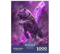 for Adults 1000 Piece Jigsaw Puzzle Purple Tiger Wall Art Print Puzzles for Adults Toy Wall Decor Pattern Assembly Unique Birthday And Xmas Gifts 38x26cm/1000pcs