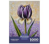 for Adults 1000 Piece Jigsaw Puzzle Purple Tulip Oil Painting Adult Jigsaw Toy Wall Decor Difficult Challenge Fun at Home Activities, 52x38cm/1000pcs