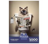 for Adults 1000 Piece Jigsaw Puzzle Ragdoll Cat on The Toilet Teenager Puzzles Toy Wall Decor Stress Reliever Fun at Home Activities, 38x26cm/1000pcs