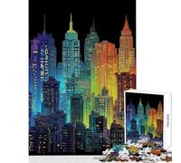 for Adults 1000 Piece Jigsaw Puzzle Rainbow Cityscape America New York Hands-on Game Stress Reliever Home Decoration Toys Improving Love between Couples (50x75cm)