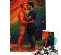 for Adults 1000 Piece Jigsaw Puzzle Rainbow Gay Couple Kiss Jigsaw 1000 Pieces Impossible Game Great Gifts for Games Precision Cutting (Size 38x52cm)